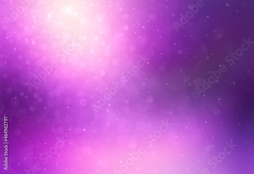 Purple glowing blur background decorated subtle bokeh and sparkles. Soft textured illustration with lens effect.