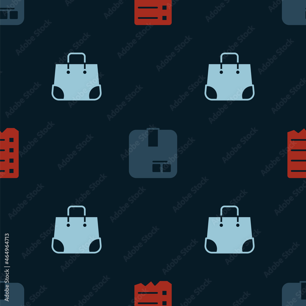 Set Shopping list, Carton cardboard box and Paper shopping bag on seamless pattern. Vector Set Shopping list, Carton cardboard box and Paper shopping bag on seamless pattern. Vector