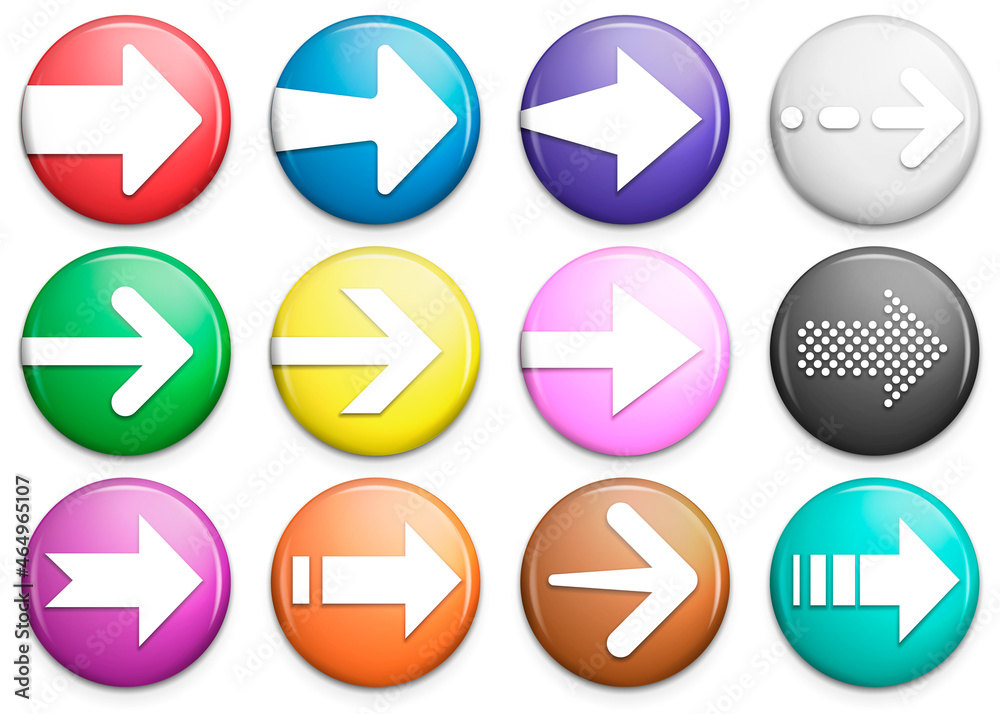 Arrow button icon set. Arrow icons on circle button. Vector illustration. Arrow button icon set. Arrow icons on circle button. Vector illustration.