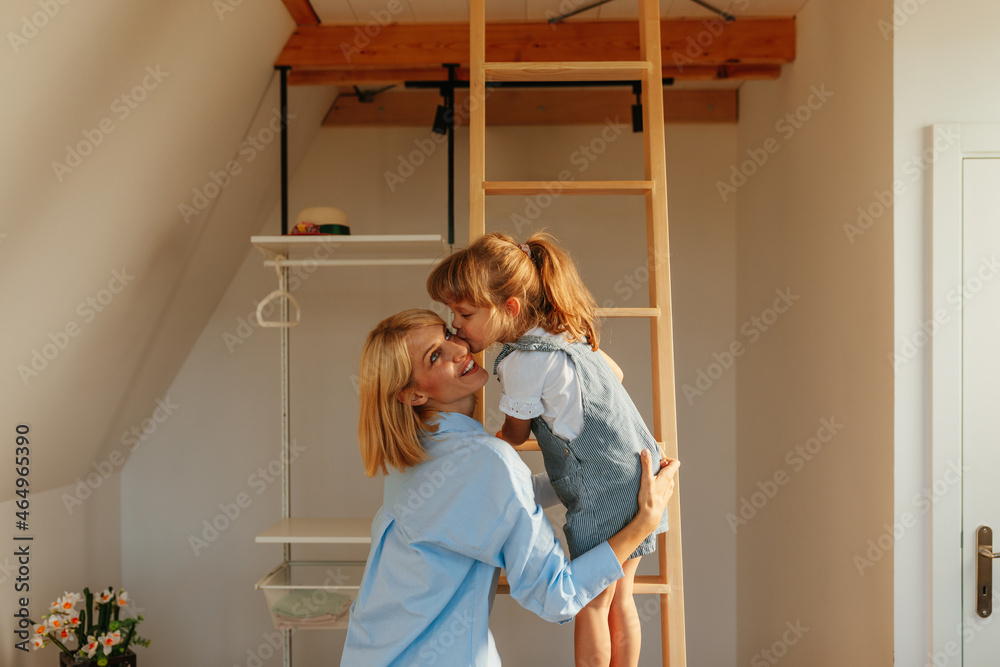 Loving single mother embrace little daughter Loving single mother embrace little daughter