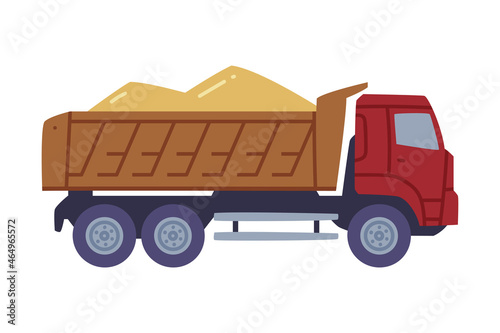 Heavy Machine or Truck Carrying Wheat or Barley Grain Vector Illustration