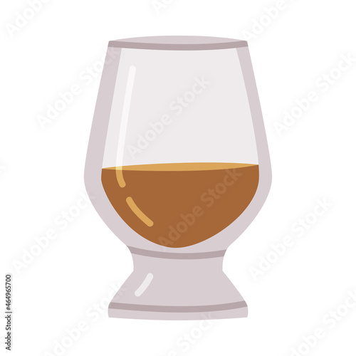 Whisky or Whiskey Poured in Glass Vector Illustration