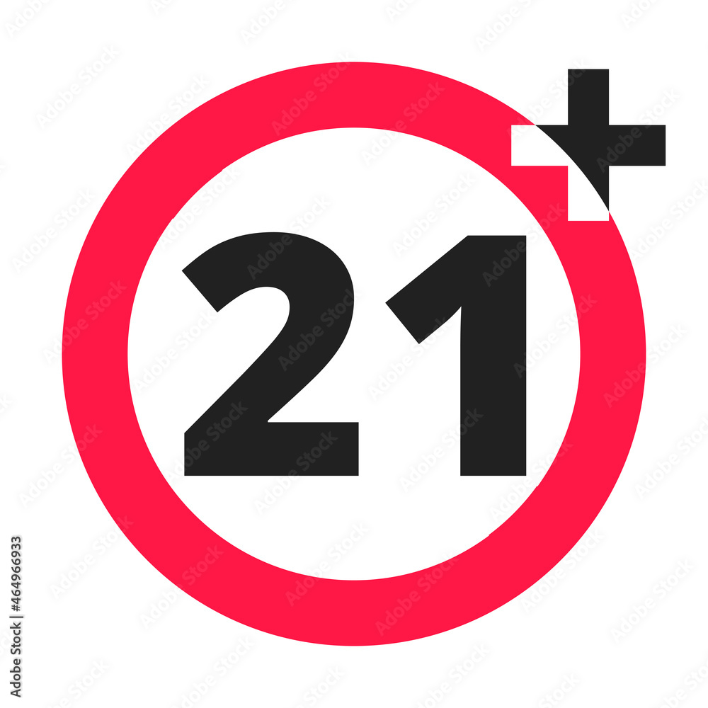 Under 21 forbidden round icon sign vector illustration. Twenty one years or older persons adult content 21 plus only rating isolated on white background. Under 21 forbidden round icon sign vector illustration. Twenty one years or older persons adult content 21 plus only rating isolated on white background.