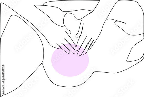 trainer gives prenatal abdominal massage training lesson to pregnant woman. prenatal education photo