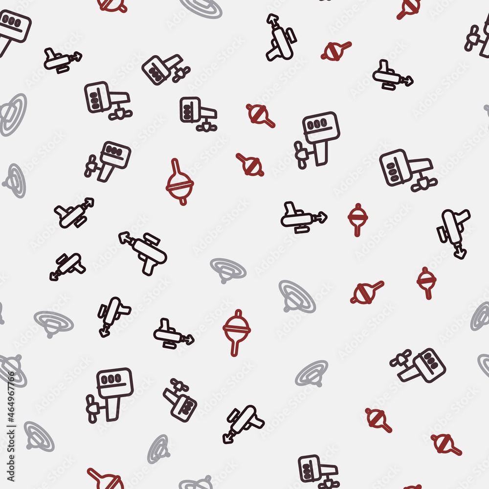 Set line Fishing harpoon, Outboard boat motor, float water and on seamless pattern. Vector Set line Fishing harpoon, Outboard boat motor, float water and on seamless pattern. Vector