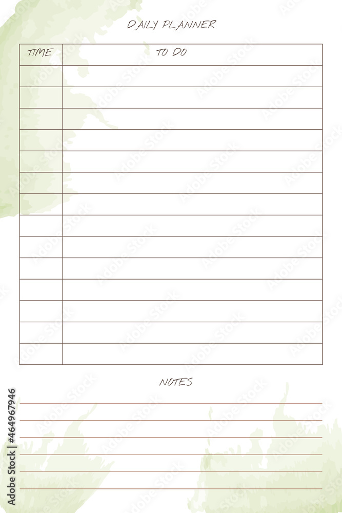 daily planner trendy template with handwritten font and delicate watercolor brush stroke elements in pastel palette. daily planner trendy template with handwritten font and delicate watercolor brush stroke elements in pastel palette.