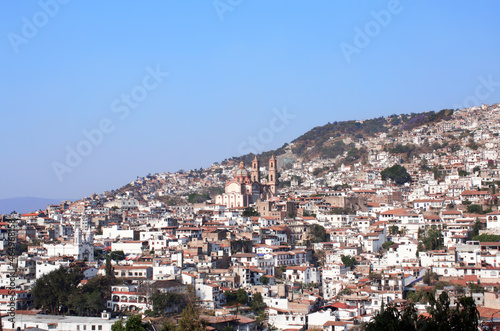 View on Taxco de Alarcon city and Santa Prisca Parish Church, Mexico © frenta