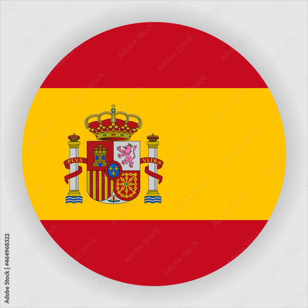 Obraz premium Spain Flat Rounded Country Flag button Icon