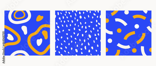 Illustration set of fun abstract seamless patterns photo