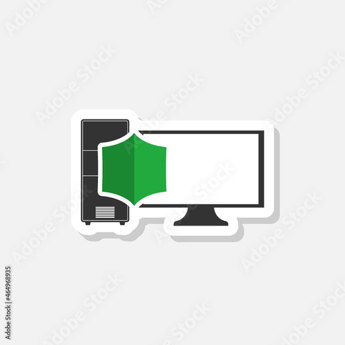 Secure computer sticker icon isolated on white background