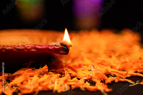 Traditional oil lamps for indian festival diwali. photo