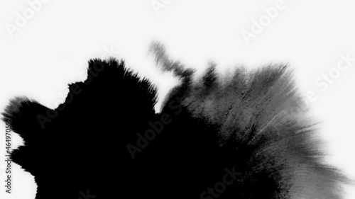 Black ink abstract drops on white background. transition effect