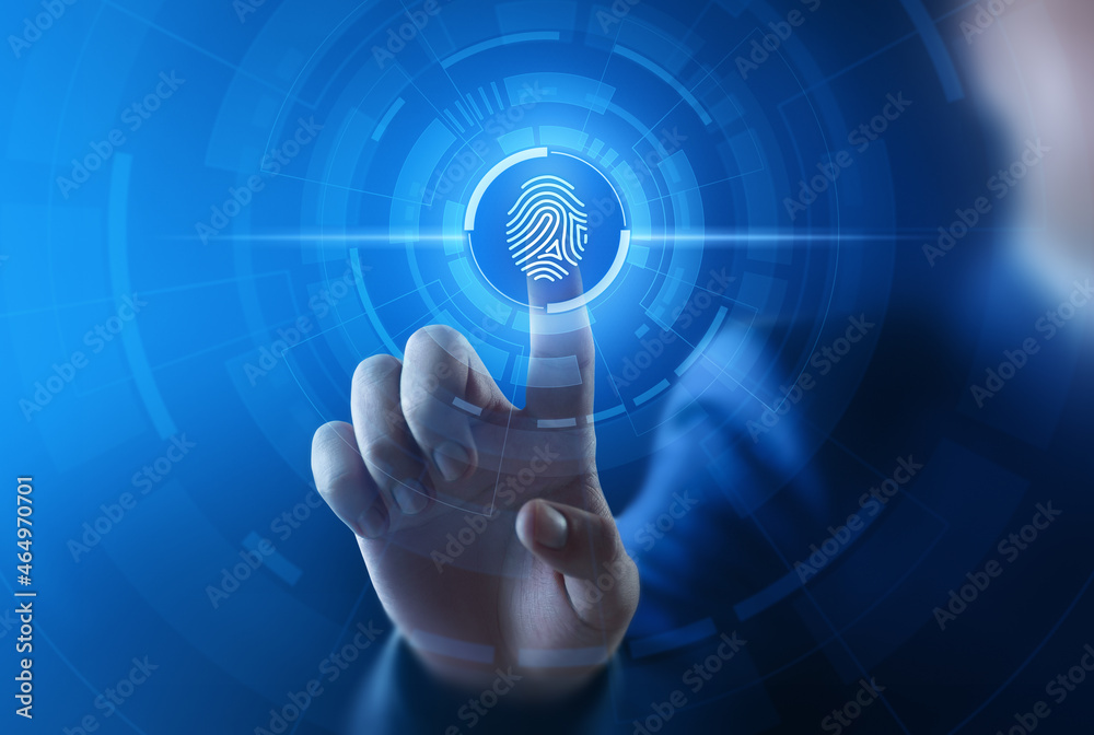 Fingerprint scan provides security access with biometrics identification. Business Technology Safety Internet Concept Fingerprint scan provides security access with biometrics identification. Business Technology Safety Internet Concept