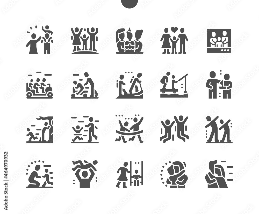Family Values. Having fun. Launch a boat. Fishing and tourism. Family photo. Human relationship. Vector Solid Icons. Simple Pictogram Family Values. Having fun. Launch a boat. Fishing and tourism. Family photo. Human relationship. Vector Solid Icons. Simple Pictogram
