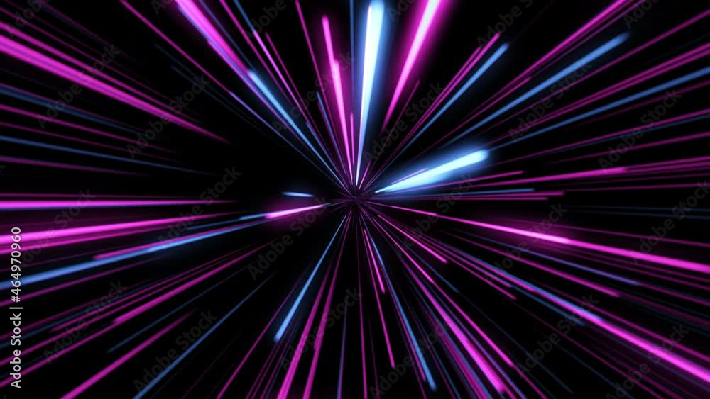 Flying through a hyperspace tunnel of blue and purple rays. Flying through a hyperspace tunnel of blue and purple rays.