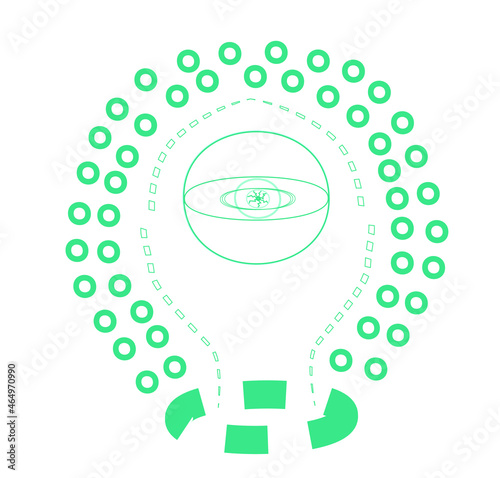 Head geometric design logo for face recognition advanced technologies. technological company logo head design