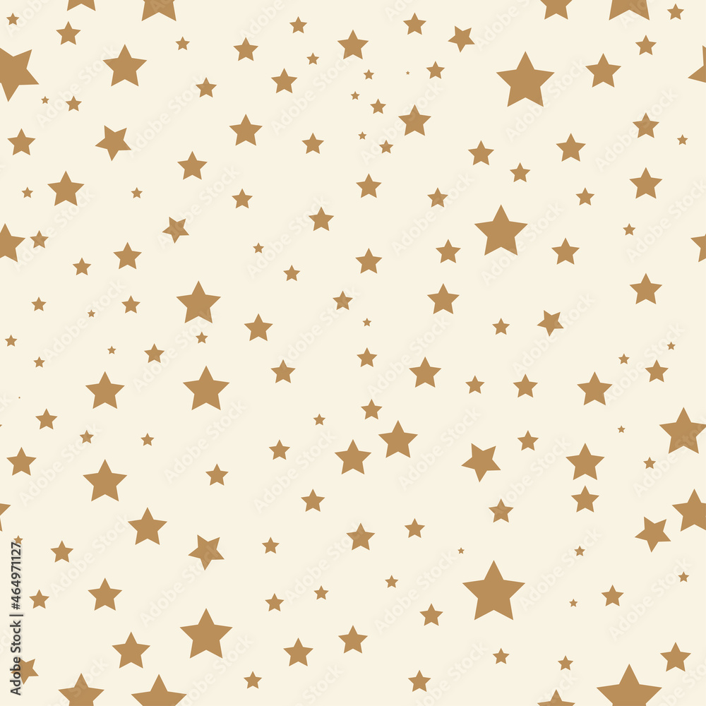 Golden stars seamless pattern. Vector. Design for packaging, clothing, t-shirts. Starry sky