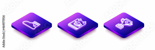 Set Isometric line Cloud or online library, Online education and Award cup icon. Vector