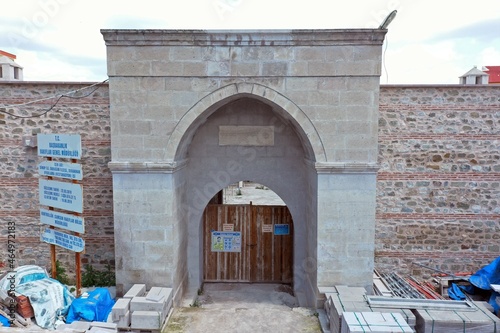 Durakhan Caravanserai was built in 1265 by the Seljuk Vizier Muinuddin Suleyman Pervane. The caravanserai is currently being restored. Sinop, Turkey. photo