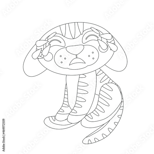 Wallpaper Mural Coloring page of book for kids. Vector cute linear tiger cub,crying with tears. Symbol of 2022 new year. Isolated on white background Torontodigital.ca