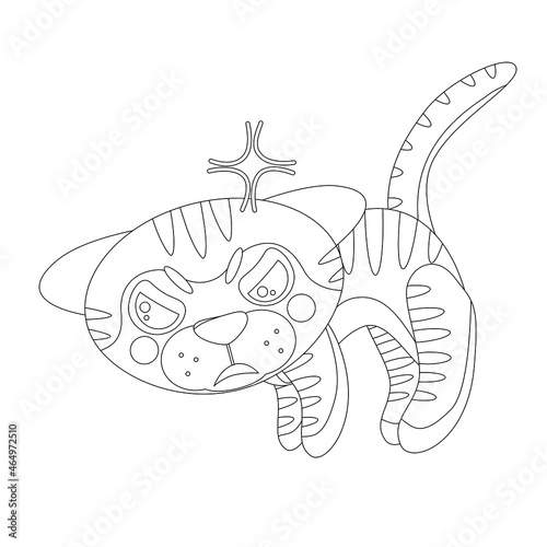 Wallpaper Mural Coloring page of book for kids. Vector cute linear angry tiger cub. Symbol of 2022 new year. Isolated on white background Torontodigital.ca