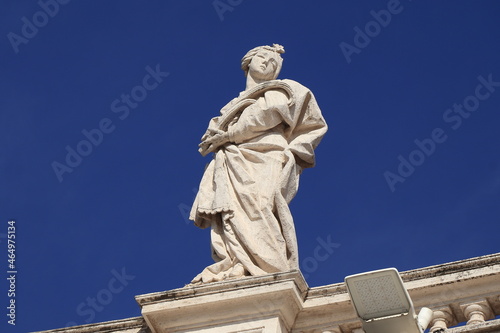 St. Peter s Square Colonnade Detail with Statue in Rome  Italy