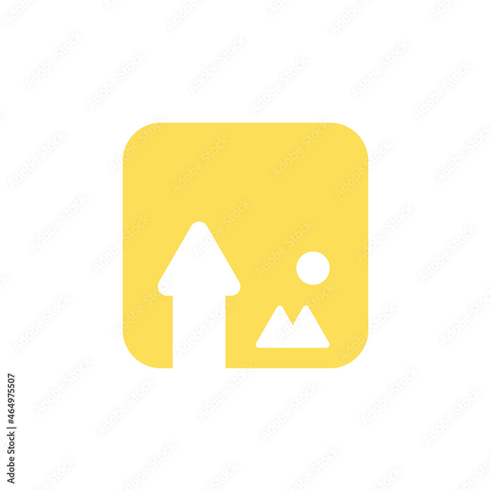 icon illustration upload or backup image file. yellow icon. flat cartoon style. vector design icon illustration upload or backup image file. yellow icon. flat cartoon style. vector design