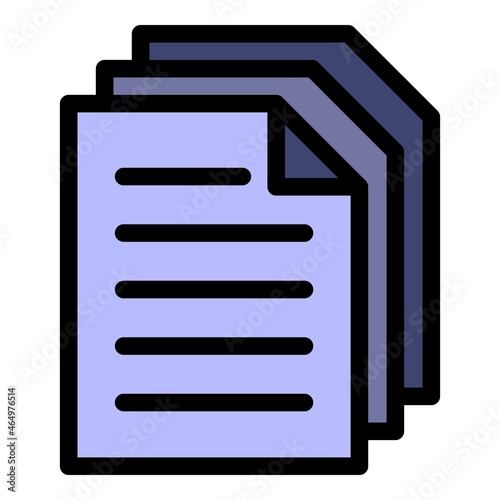 Summary papers icon. Outline summary papers vector icon color flat isolated