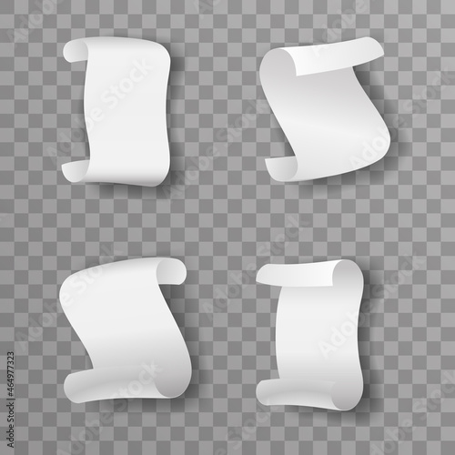Scroll icons blank paper transparent background vector design set illustration