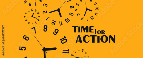 time for action sign on yellow background