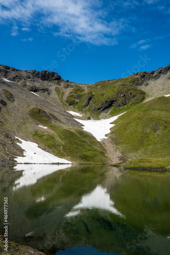 Col de Torrent along Walker's Haute Route high altitude long distance hiking route in Switzerland