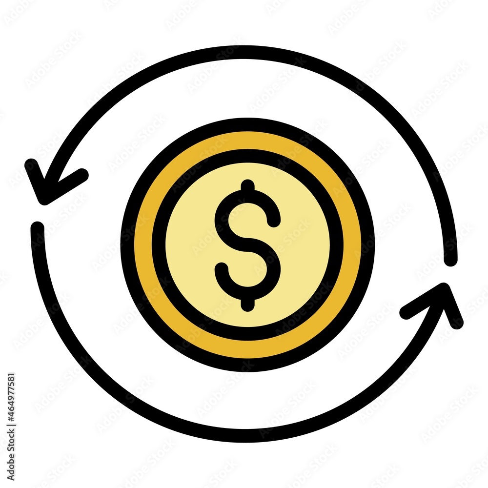 Money convert icon. Outline money convert vector icon color flat isolated Money convert icon. Outline money convert vector icon color flat isolated