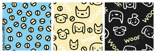  Cute dog face and toys seamless pattern for baby or toddler kids clothing, notebook print, bedding textile.