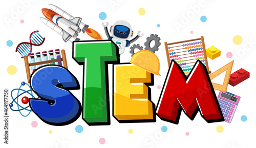 Colourful STEM education text icon