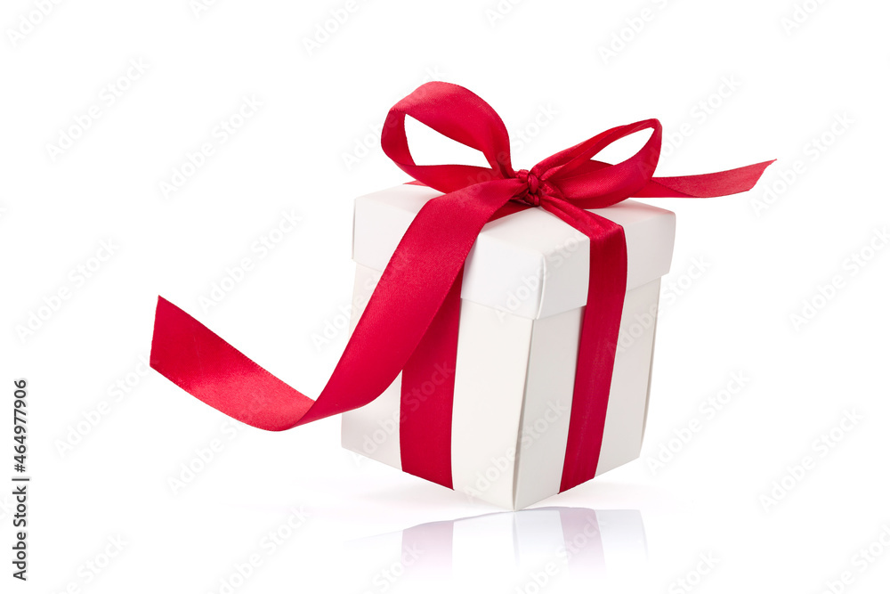 Gift box with red ribbon