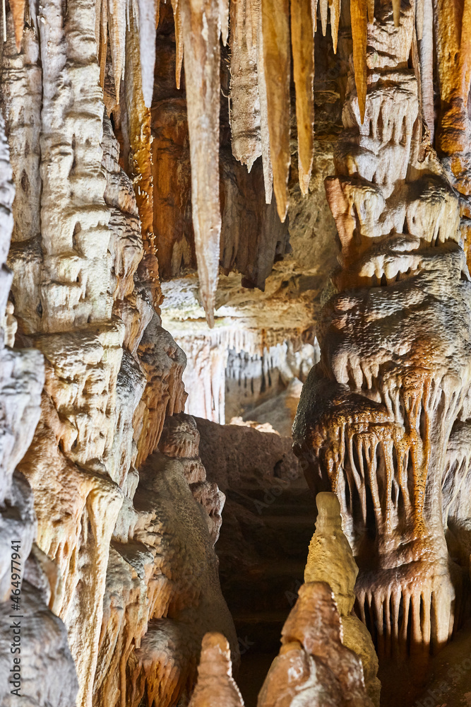 Fototapeta premium Campanet caves in Mallorca. Geological and mineral. Balearic tourism. Spain