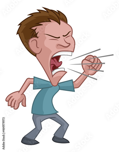 Angry Stressed Man or Bully Cartoon Shouting