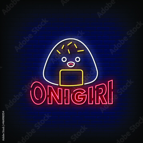 Onigiri Neon Signs Style Text Vector