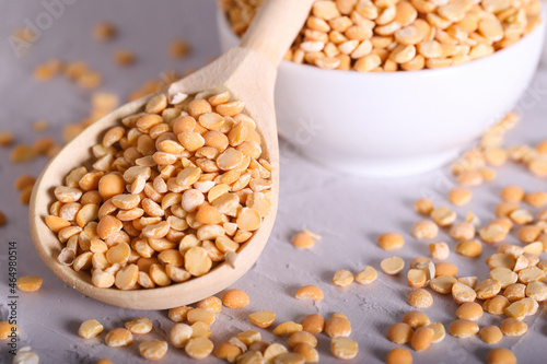 split dry peas are lying on the table