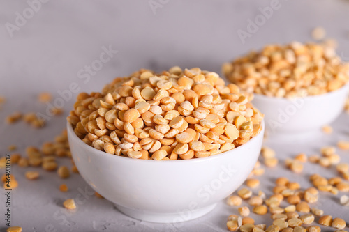 split dry peas are lying on the table