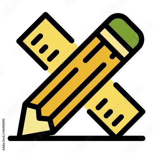 Tiler ruler icon. Outline tiler ruler vector icon color flat isolated