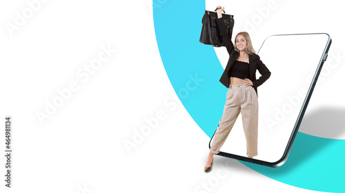 Happy teen girl. Female stu...