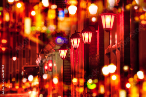 Fényképezés Street lights - Red light district in Amsterdam at night
