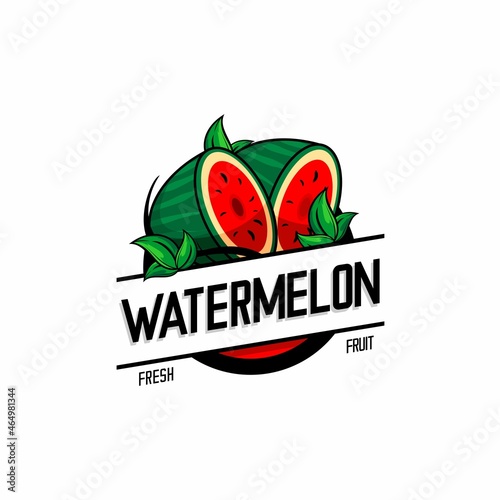 red watermelon fruit logo illustration vector