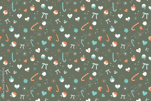 Seamless festive christmas background with christmas decoration. Simple background with christmass mood for web, print, background, wallpaper, scrapbooking, wrapping paper, textile