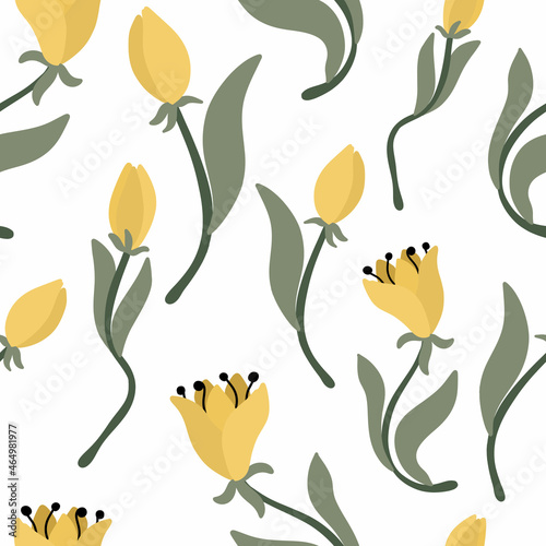 Floral vector seamless pattern. Floral botanical motifs. Illustration with flowers can be used for wallpapers, pattern fills, web page backgrounds,surface textures. Gorgeous floral arrangement