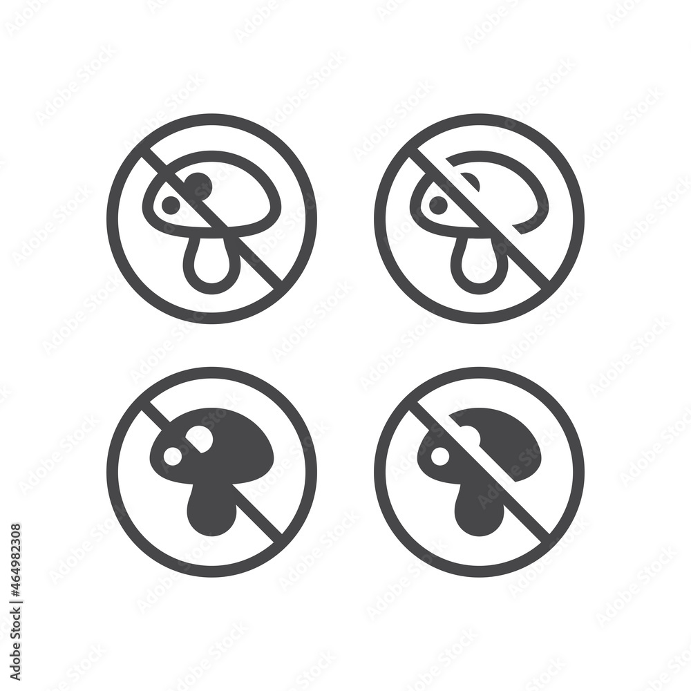 Antifungal black vector prohibition sign. No picking mushrooms icon. Antifungal black vector prohibition sign. No picking mushrooms icon.