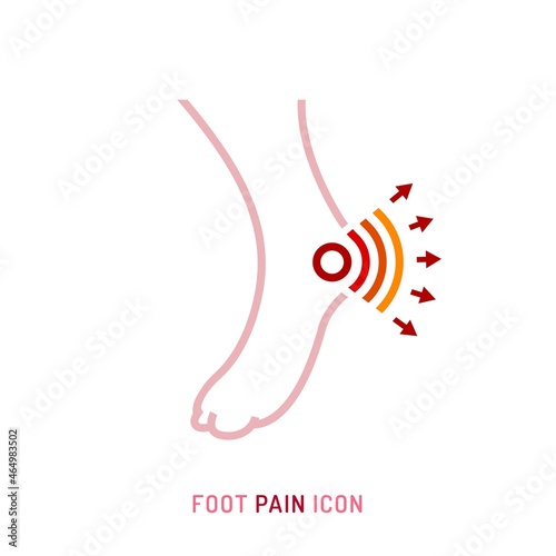 Bone inflammation, foot pain, angriness sign. Editable vector illustration