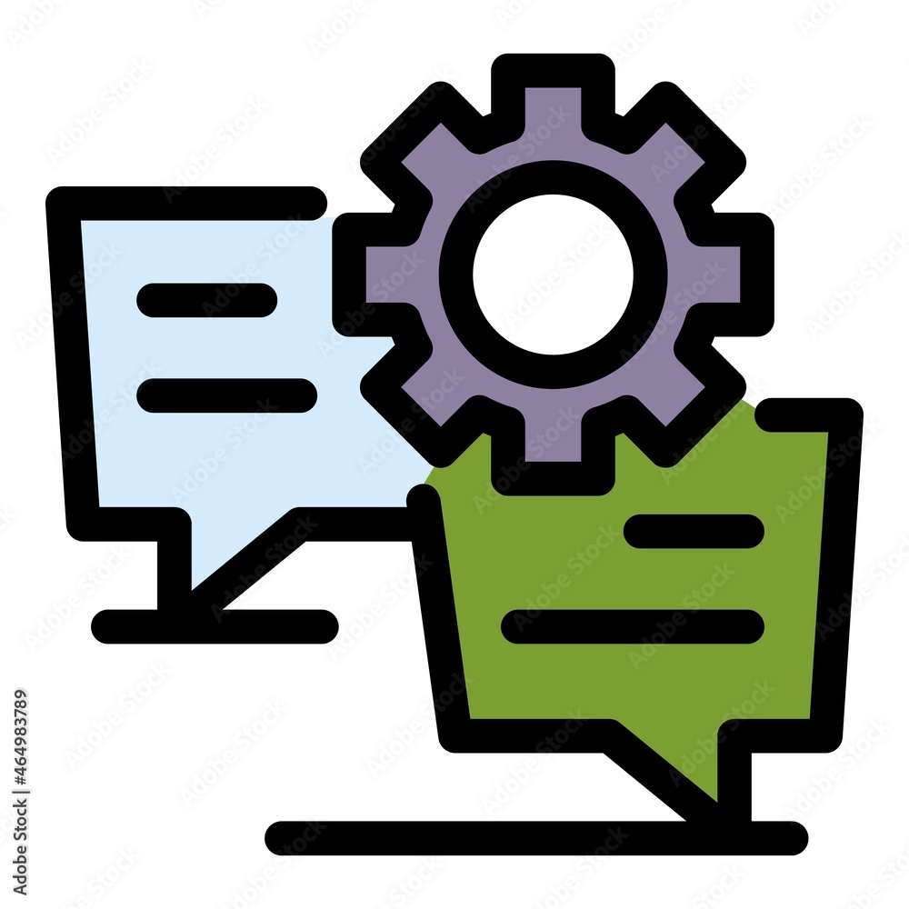 Community gear chat icon. Outline community gear chat vector icon color flat isolated Community gear chat icon. Outline community gear chat vector icon color flat isolated