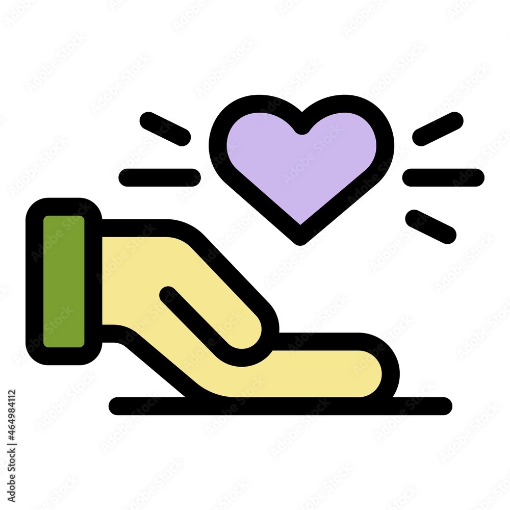 Keep respect heart icon. Outline keep respect heart vector icon color flat isolated